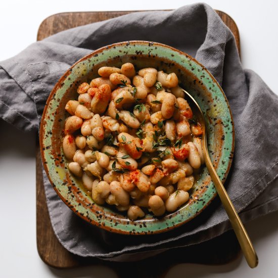 Lemon Thyme Marinated White Beans