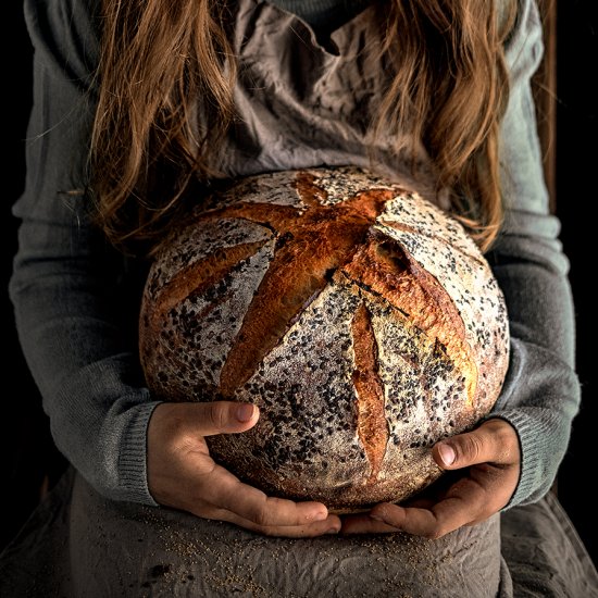 Country bread baked in a Dutch oven