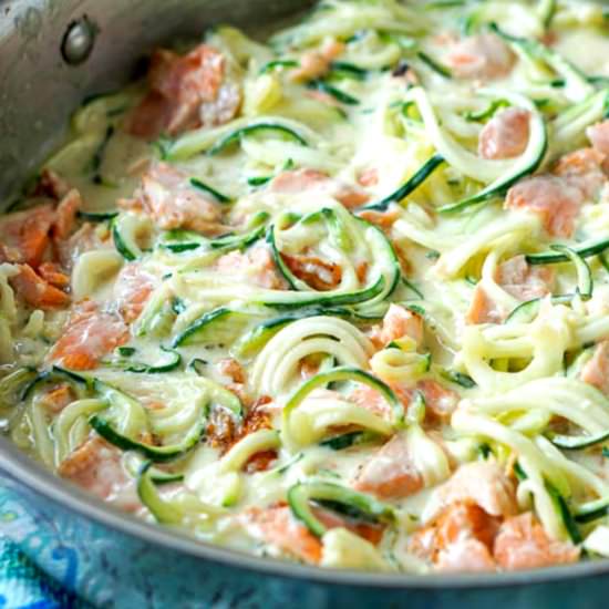 Keto Salmon Alfredo with Zucchini