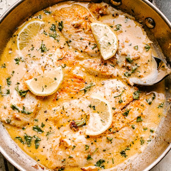 Skillet Tilapia with Cream Sauce