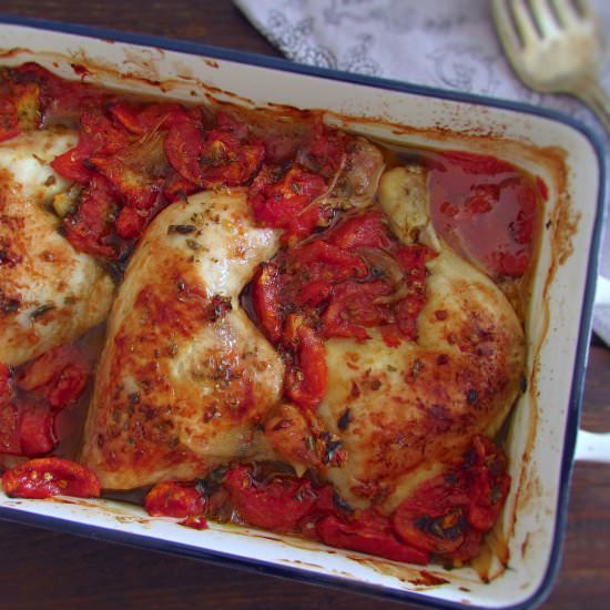 Chicken legs in the oven tomato