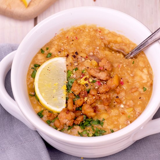 Lemon Lentil Soup and Smokey Tempeh