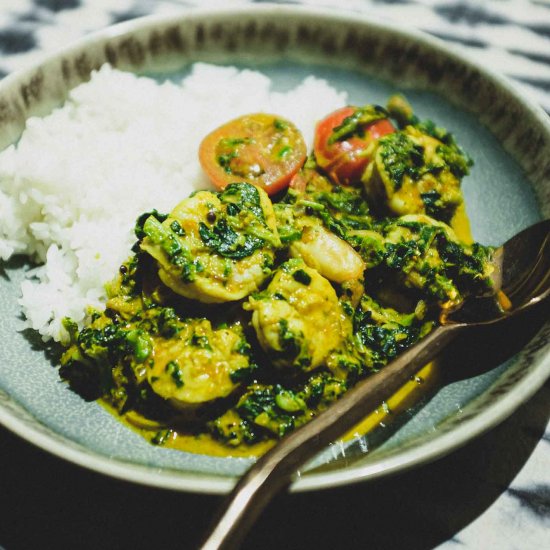 Jheenga Palak Shrimp, Spinach Curry