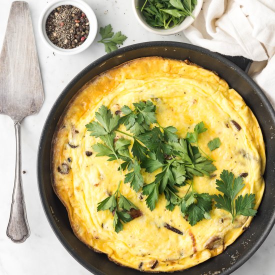 mushroom, leek, truffle frittata