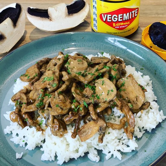 Beef Stroganoff with Vegemite