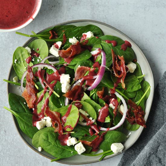 bacon feta red onion spinach salad