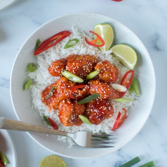 Sriracha Maple Syrup Chicken Bites