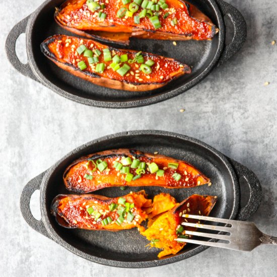 Miso Baked Sweet Potatoes