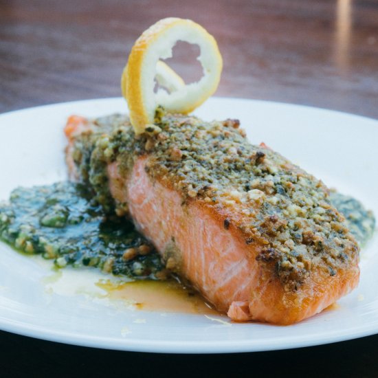 Cashew Pesto Baked Salmon