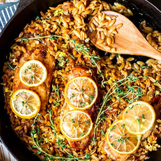 Lemon Garlic Chicken and Orzo Pasta