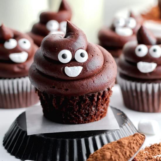 Poop Emoji Chocolate Cupcakes