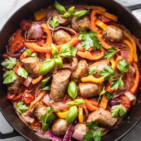 Italian Sausages, Peppers & Onions