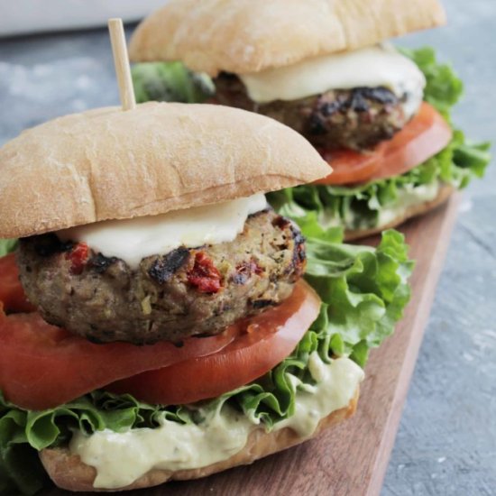 Pesto Mozzarella Turkey Burgers