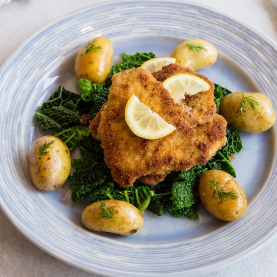 PORK SCHNITZEL WITH SAVOY CABBAGE