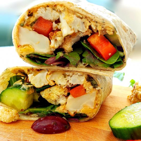 Roasted Greek Cauliflower Wraps