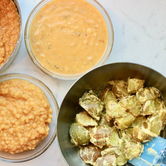 Tadka Dal & Creamy Curry Potatoes