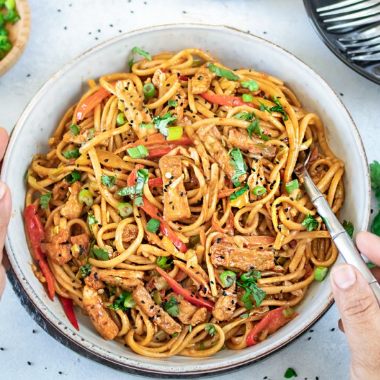 Chili garlic noodles with tofu