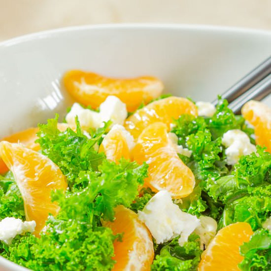 Kale Mandarin and Goat Cheese Salad