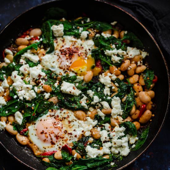 Braised eggs and butterbean shakshuka