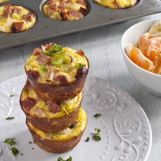 Ham and Leek Breakfast Cups