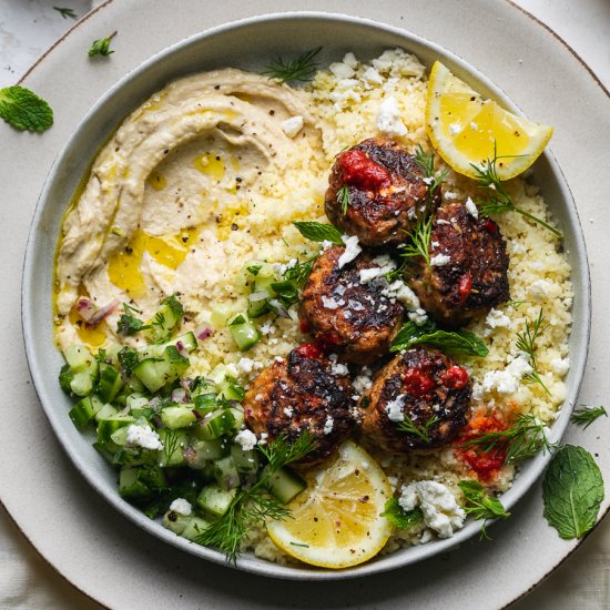 Harissa Chicken Meatball Bowls