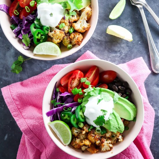 Roasted Cauliflower Taco Bowls