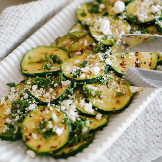 Grilled Zucchini with Lemon + Feta