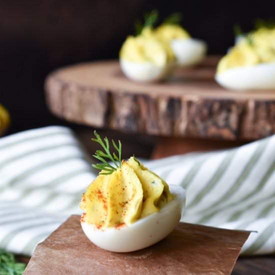 Caper, Dill, Onion Deviled Eggs