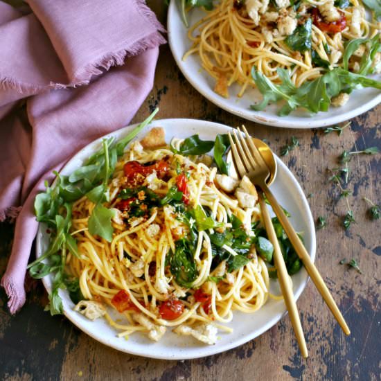 Spaghetti, Arugula & Tomato Confit