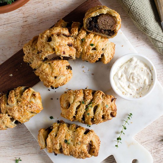 Sausage and mushroom rolls