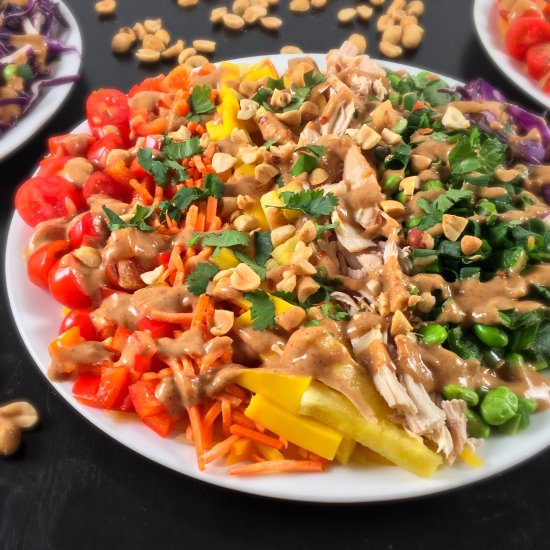 Rainbow Veggies Salad &Peanut Sauce