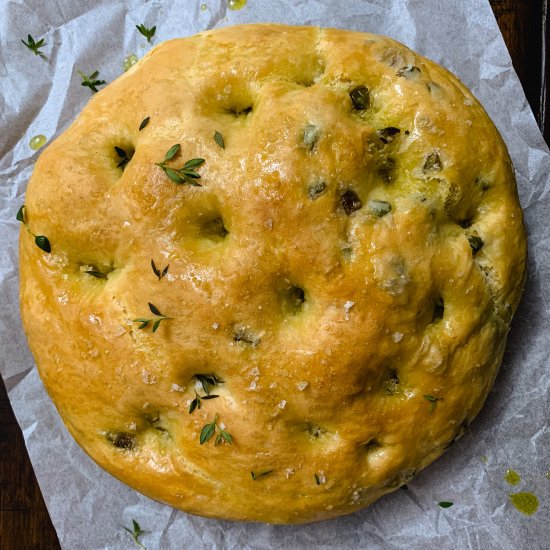 Green Olive and Thyme Focaccia