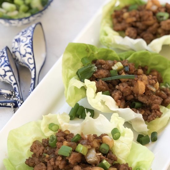 Asian Ground Pork Lettuce Cups