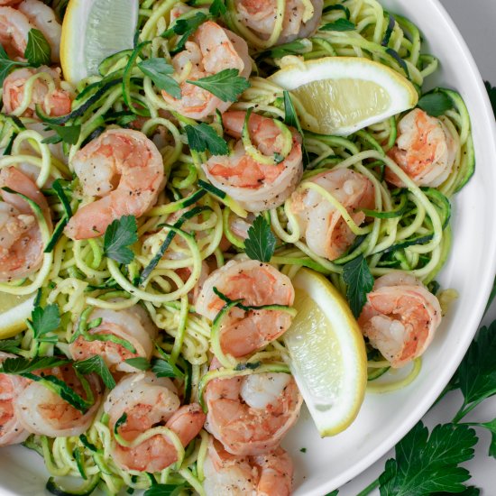 Zucchini Noodles and Lemon Shrimp