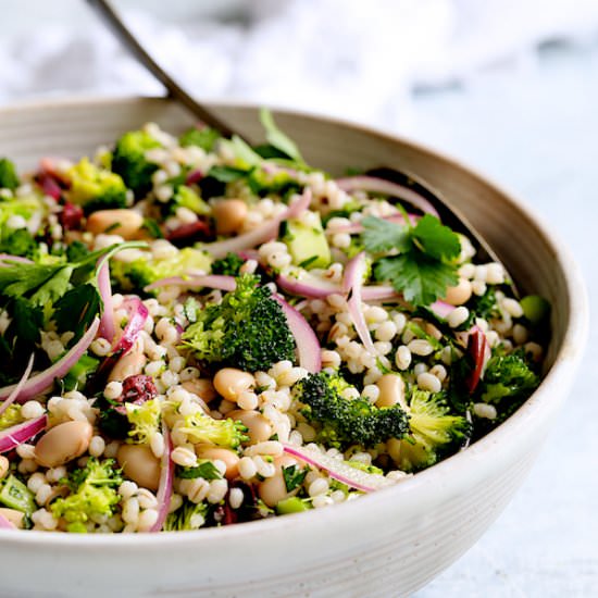 Broccoli Barley White Bean Salad