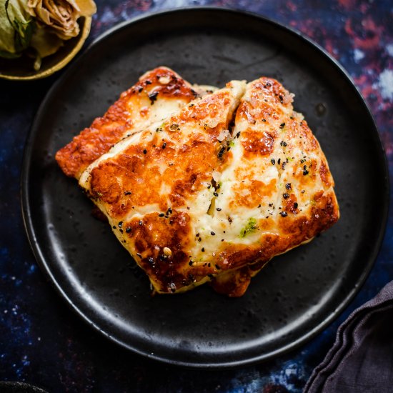 Pan fried halloumi with honey