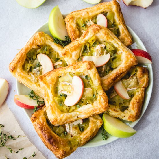 LEEK, APPLE AND CHEESE PUFF TARTS