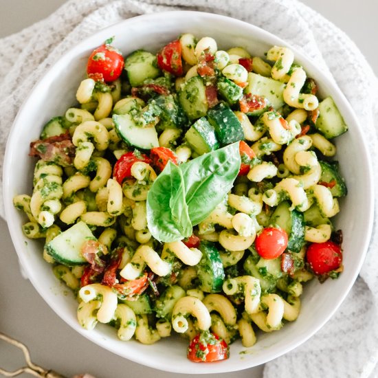 Mean Green Pesto Pasta Salad