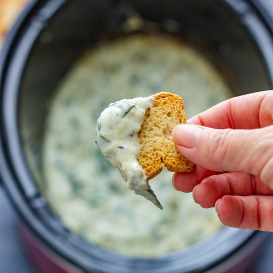 slow cooker spinach artichoke dip