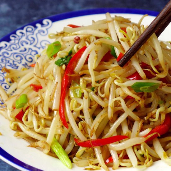 Homegrown bean sprout stir-fry