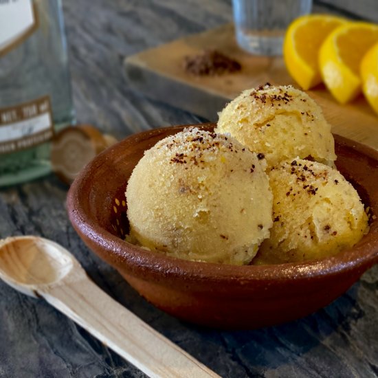 Mezcal and Orange Sorbet