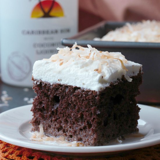 Chocolate Coconut Malibu Rum Cake