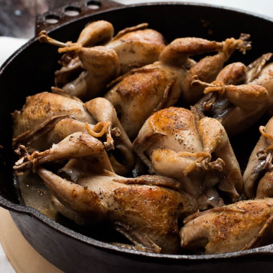 Pan Seared Cast Iron Whole Quail