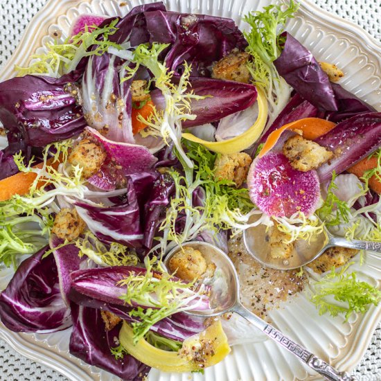 Radicchio Salad w/ Mustard Croutons