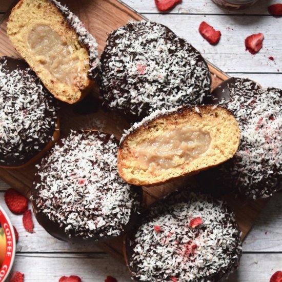 Baked chocolate-vanilla donuts