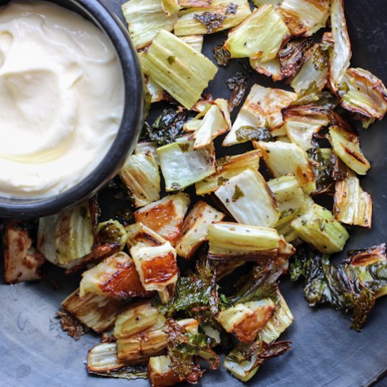 Roasted Cauliflower Leaves