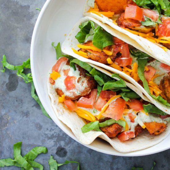 Buffalo Fried Pickle Tacos