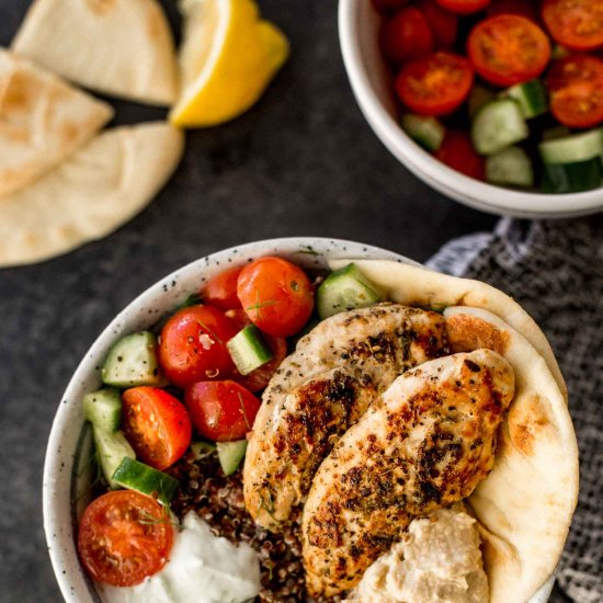 Mediterranean Chicken Quinoa Bowls