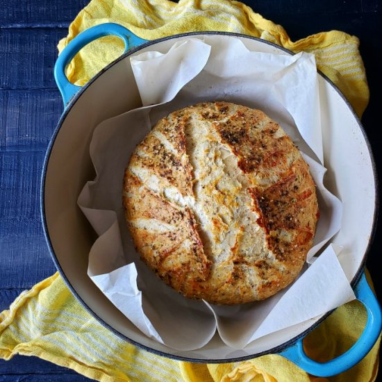 No Knead Za’atar & Parmesan Bread