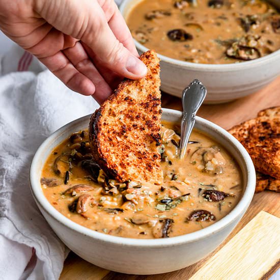 Vegan Mushroom Wild Rice Soup